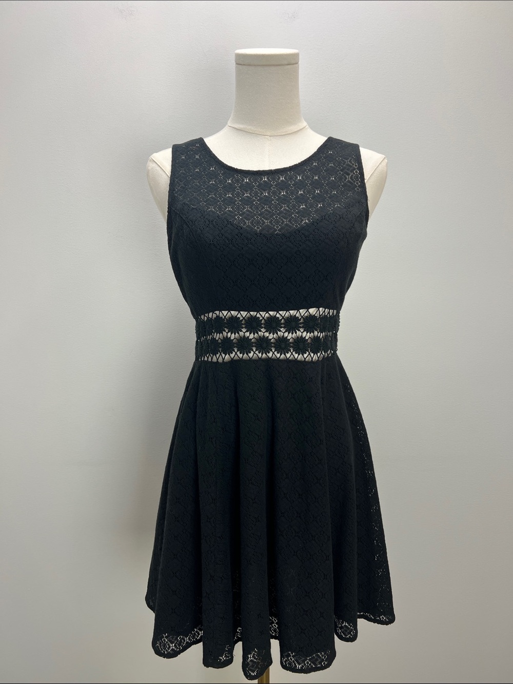 Free People Daisy Cut Out Dress Black Lace Mini Crochet Whimsigoth Womens Size 2